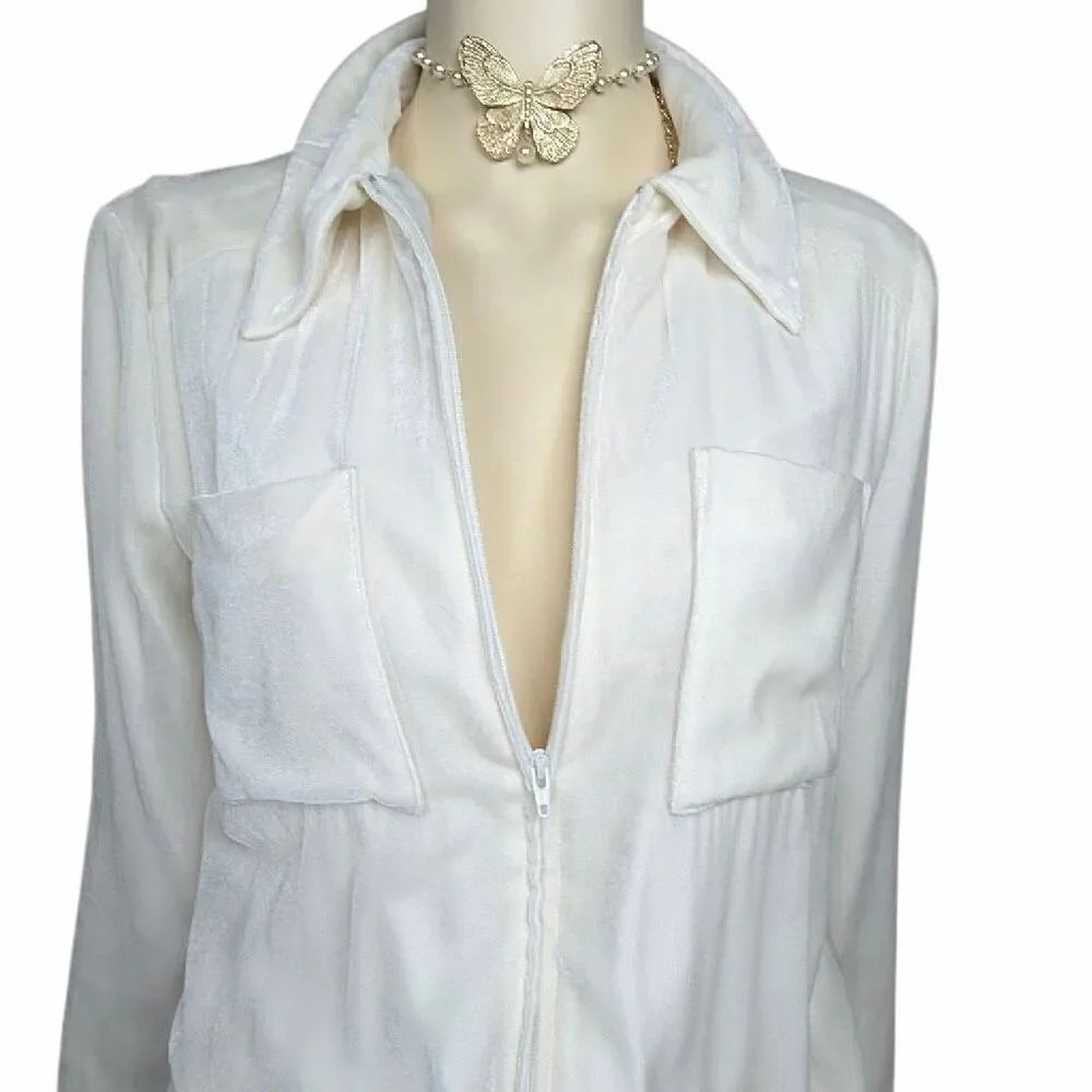 Nwt Vintage Tamara Mellon Ivory Velour Silk Blend Utility Jumpsuit Y2k 6 (B) — image 3 of 8